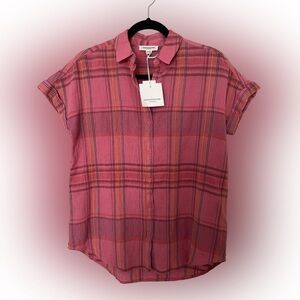 NWT - beachlunchlounge - Plaid Cotton Button Up Spencer Shirt‎